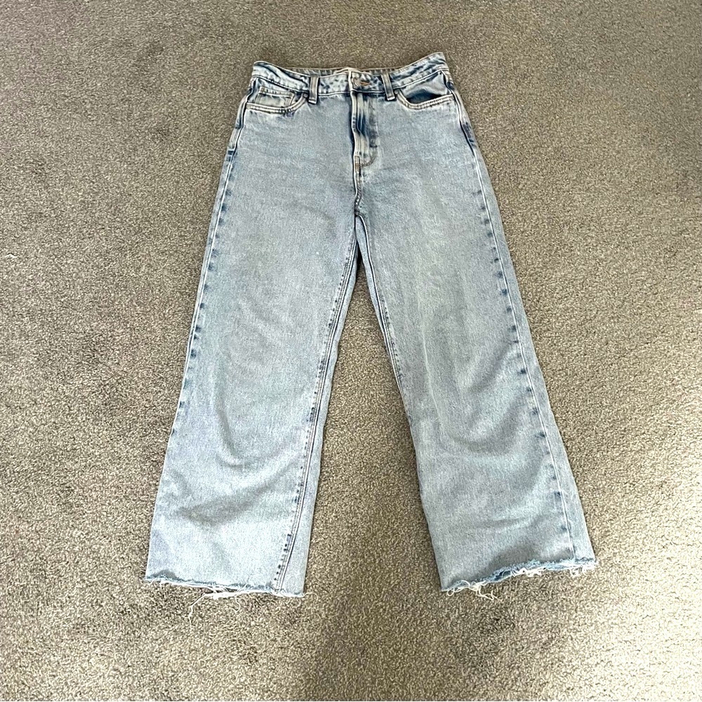 3/$45 Light Wash Cropped Wide Leg Jeans